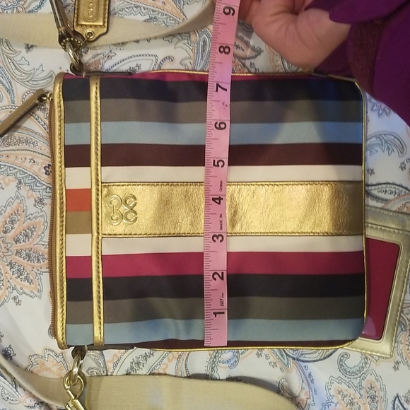 Beautiful Striped Coach Crossbody Purse, wristlet & ID Card Holder - Picture 10 of 10